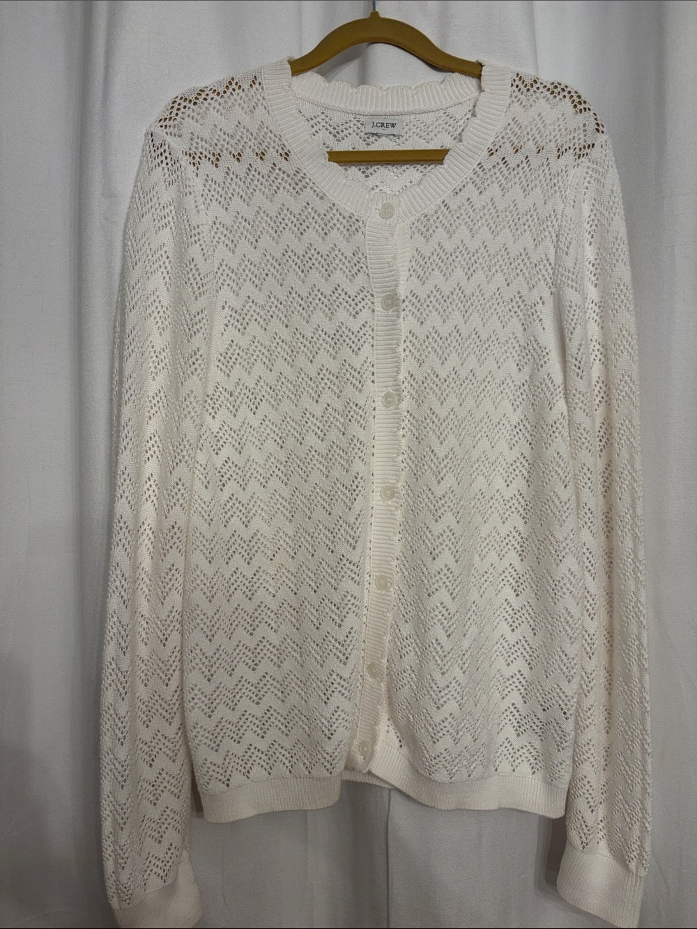 J. Crew Cream Openwork Knit Cardigan